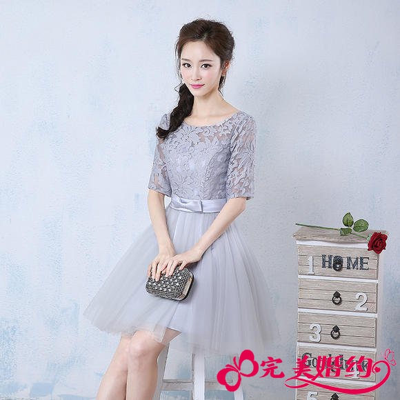伴娘时尚连衣裙中袖短裙