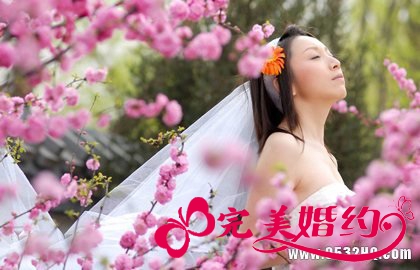 春日唯美花海婚纱照图片