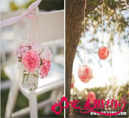 浪漫粉红色户外婚礼现场布置图片