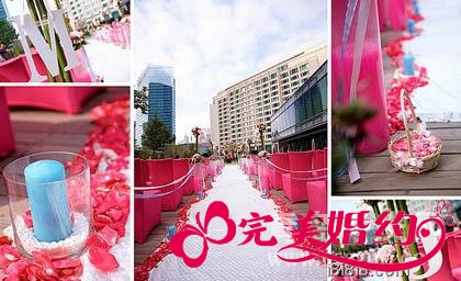 婚礼现场进场过道布置:粉色迷醉