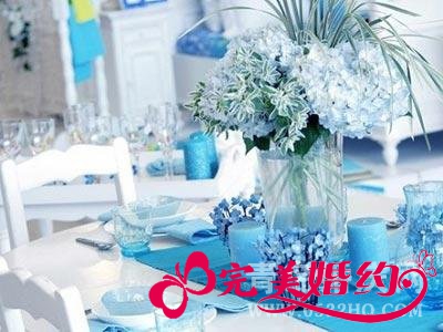 蓝色海洋婚宴布置风格让婚礼更生动