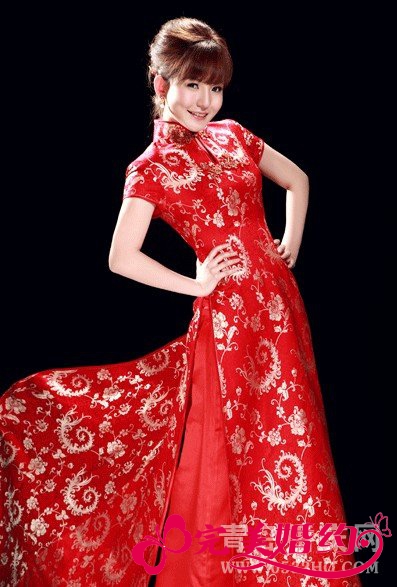 惊艳四射新娘红色礼服