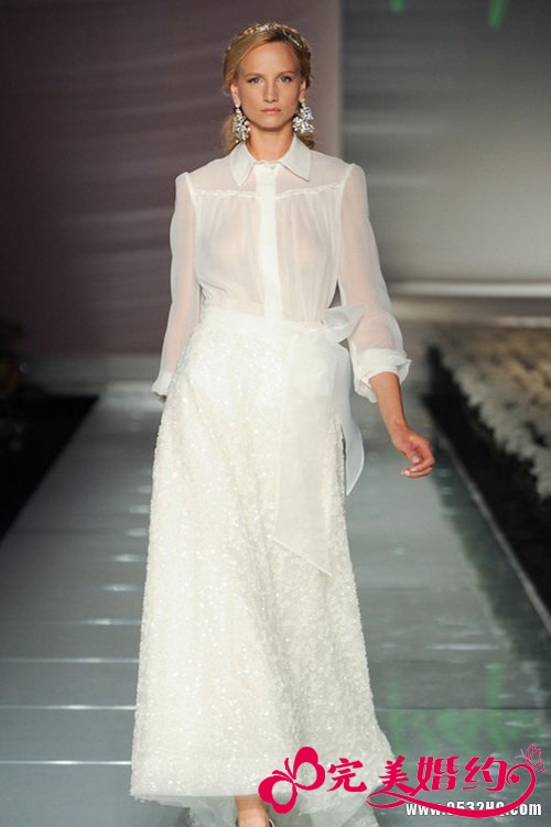 衬衫+婚纱 2015婚纱礼服新潮流解析