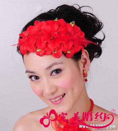中式新娘发型 红色片花