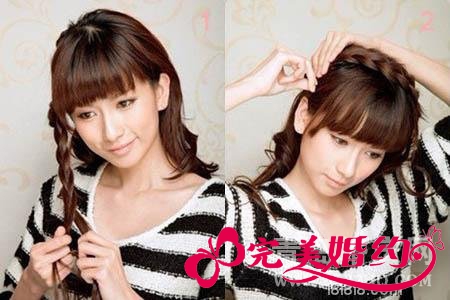 新娘盘发头顶造型步骤