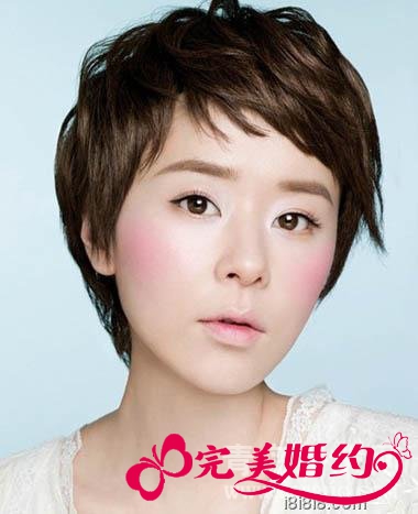 韩国短发新娘发型2