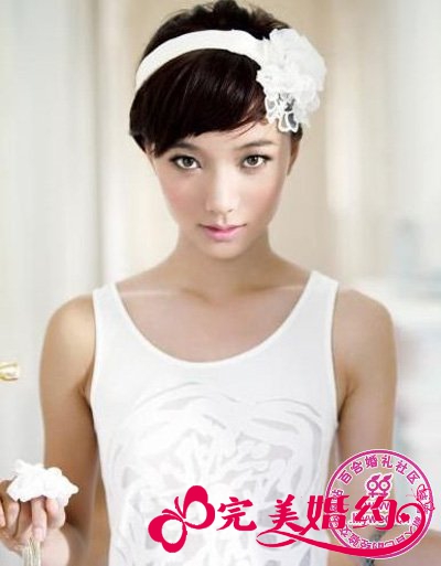 短发新娘头饰