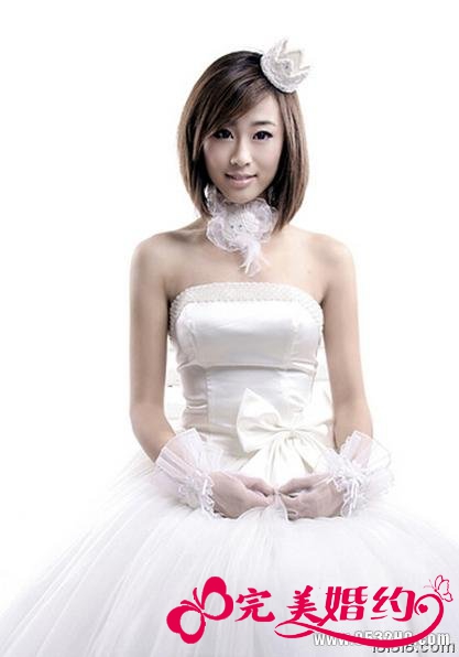 流行美新娘发型2：斜刘海直发