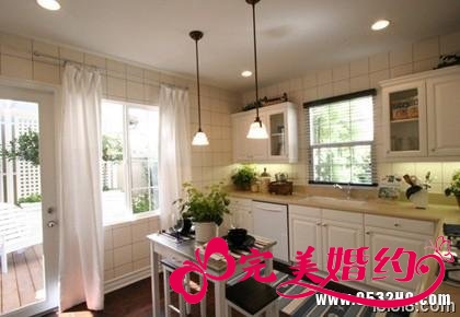 开放式厨房装修效果图二:雅致田园风格