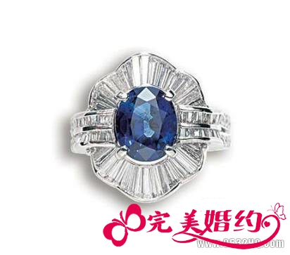 高贵蓝宝石结婚戒指 见证永恒的爱
