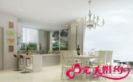 开放式厨房装修效果图一：现代简约风格