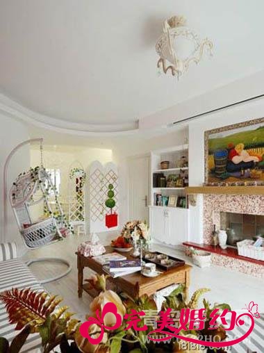 地中海田园风格混搭婚房装修客厅